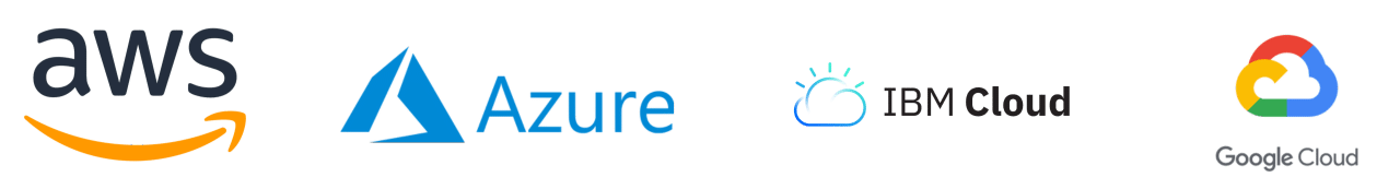 logos aws, azure, ibm cloud, google cloud
